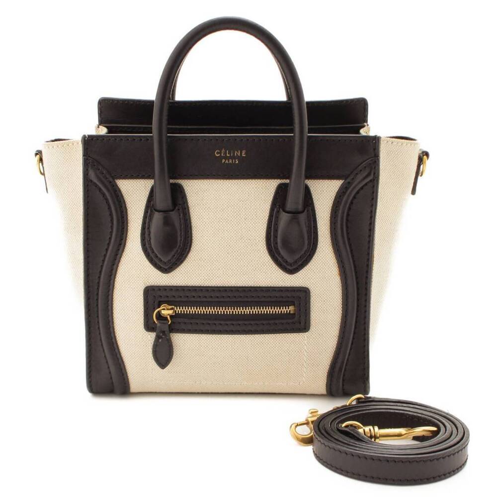 Celine Luggage 2way Shopper Canvas Shoulder Bag Black - Picture 1 of 8
